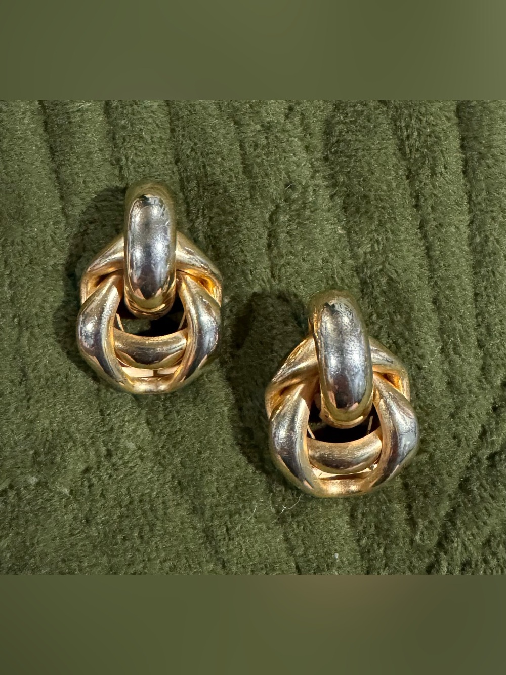 Unsigned Vintage 30's-40's Marino Gold-Tone Double Door Knocker Pierced Earrings